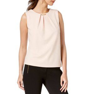 NEW Calvin Klein Embellished Pleated Collar Sleeveless Shell Blouse